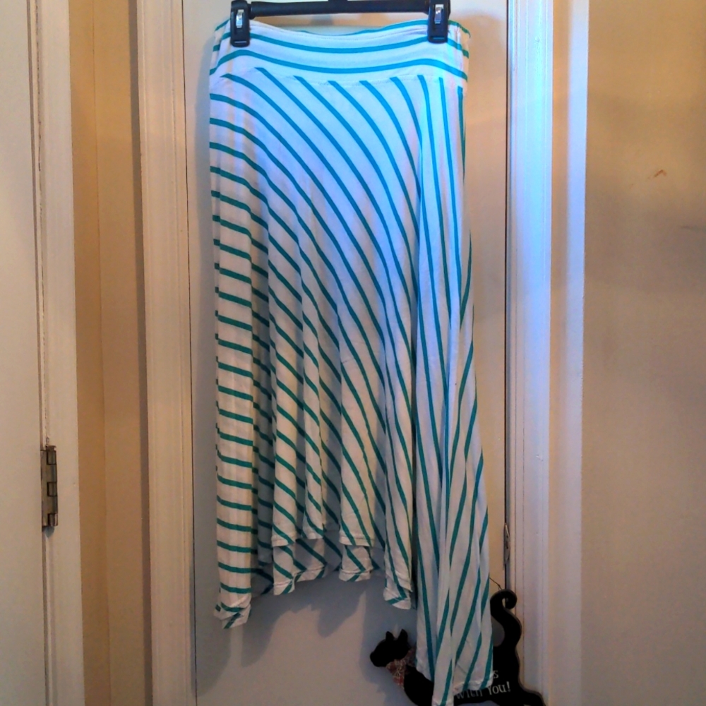White and Green striped skirt